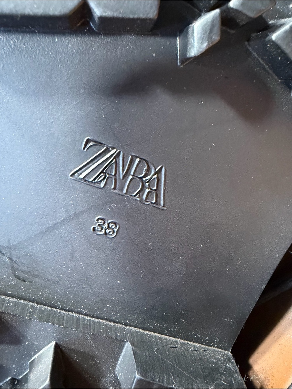 Zara Deadstock Leather‎ Track Sole Thong Slide Sandals Brown NWT Size 7.5 - Picture 5 of 10